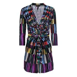 BCBG Max Azria - Multicolored Striped Surplice Wrap Dress Sz XS
